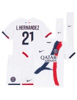 Otroške Nogometnih dresov Paris Saint-Germain Lucas Hernandez #21 Gostujoči 2025-26 Kratki rokavi (+ hlače)